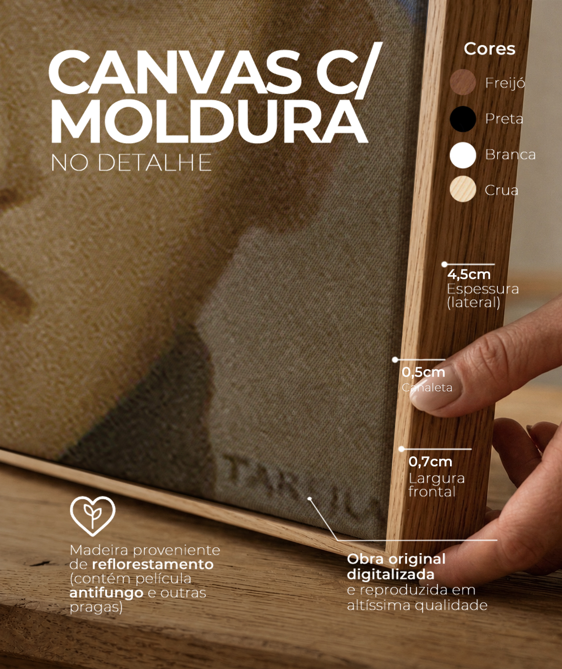 Detalhes do canvas e do chassi da reprodu&ccedil;&atilde;o